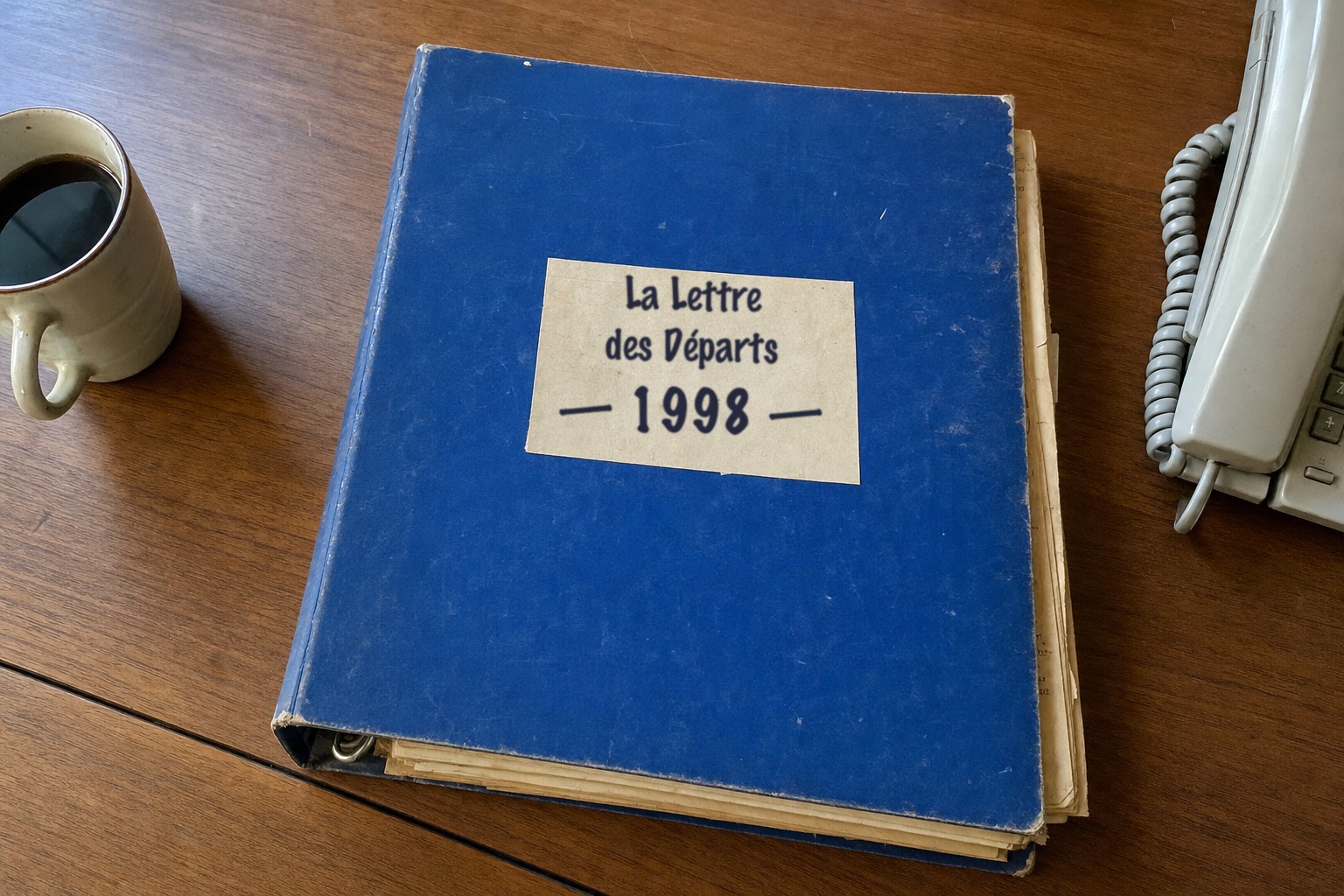 le classeur bleu « La Lettre des Départs — 1998 »